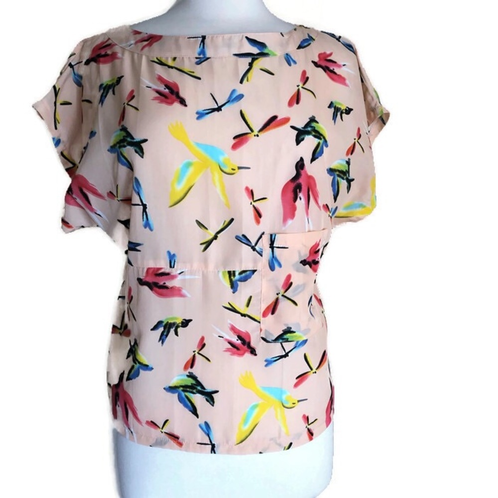 Dragonfly and Bird Chiffon Top